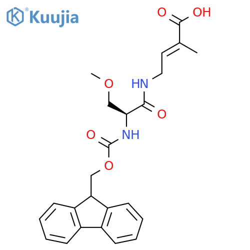 4-(2S)-2-({(9H-fluoren-9-yl)methoxycarbonyl}amino)-3-methoxypropanamido-2-methylbut-2-enoic acid structure