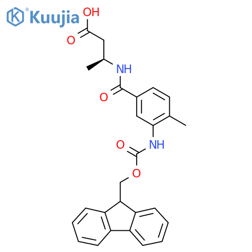 (3S)-3-{3-({(9H-fluoren-9-yl)methoxycarbonyl}amino)-4-methylphenylformamido}butanoic acid structure