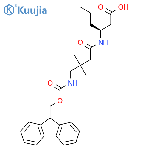(3S)-3-4-({(9H-fluoren-9-yl)methoxycarbonyl}amino)-3,3-dimethylbutanamidohexanoic acid structure