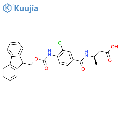 (3R)-3-{3-chloro-4-({(9H-fluoren-9-yl)methoxycarbonyl}amino)phenylformamido}butanoic acid structure