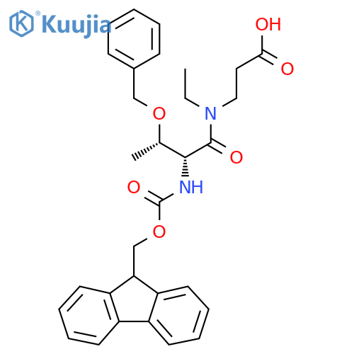 3-(2R,3S)-3-(benzyloxy)-N-ethyl-2-({(9H-fluoren-9-yl)methoxycarbonyl}amino)butanamidopropanoic acid structure