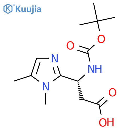 (3R)-3-{(tert-butoxy)carbonylamino}-3-(1,5-dimethyl-1H-imidazol-2-yl)propanoic acid structure