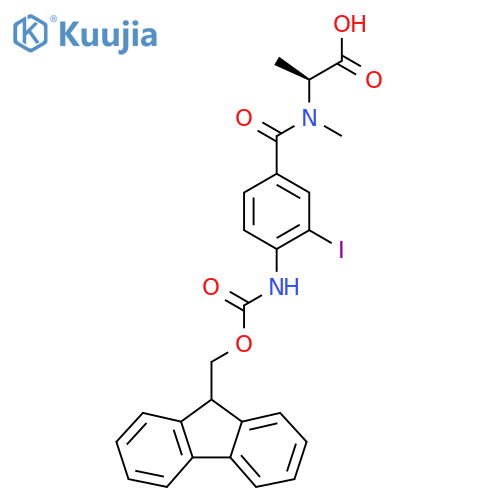 (2S)-2-{1-4-({(9H-fluoren-9-yl)methoxycarbonyl}amino)-3-iodophenyl-N-methylformamido}propanoic acid structure