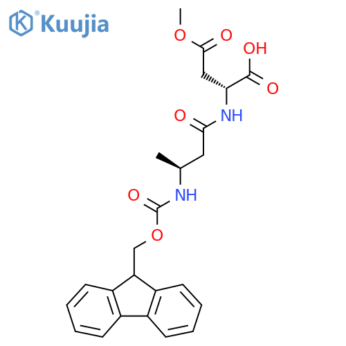 (2R)-2-(3S)-3-({(9H-fluoren-9-yl)methoxycarbonyl}amino)butanamido-4-methoxy-4-oxobutanoic acid structure