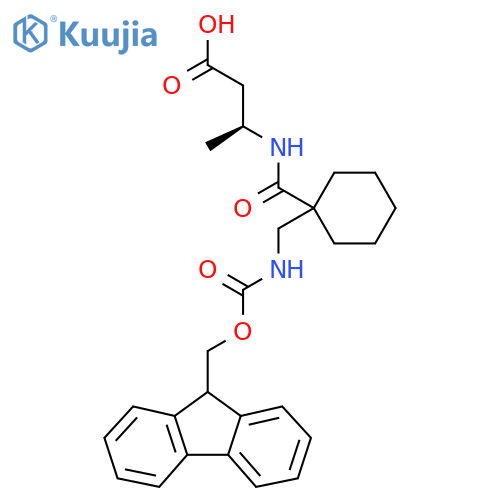 (3S)-3-({1-({(9H-fluoren-9-yl)methoxycarbonyl}amino)methylcyclohexyl}formamido)butanoic acid structure