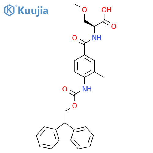 (2S)-2-{4-({(9H-fluoren-9-yl)methoxycarbonyl}amino)-3-methylphenylformamido}-3-methoxypropanoic acid structure