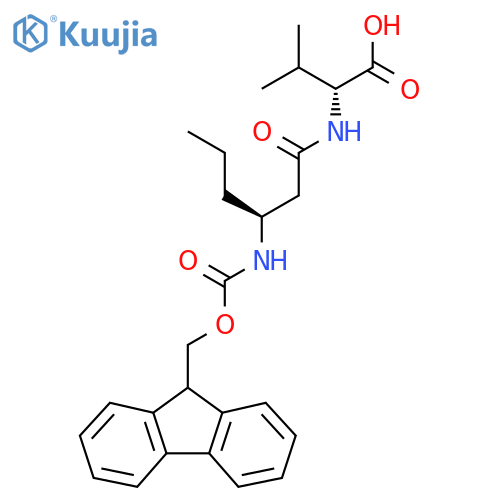 (2R)-2-(3S)-3-({(9H-fluoren-9-yl)methoxycarbonyl}amino)hexanamido-3-methylbutanoic acid structure