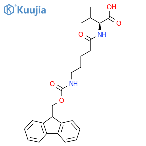 (2S)-2-5-({(9H-fluoren-9-yl)methoxycarbonyl}amino)pentanamido-3-methylbutanoic acid structure