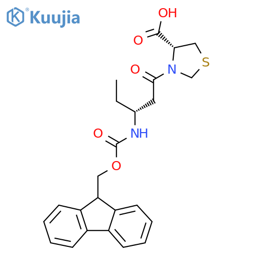 (4R)-3-(3R)-3-({(9H-fluoren-9-yl)methoxycarbonyl}amino)pentanoyl-1,3-thiazolidine-4-carboxylic acid structure