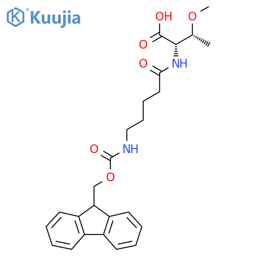 (2S,3R)-2-5-({(9H-fluoren-9-yl)methoxycarbonyl}amino)pentanamido-3-methoxybutanoic acid structure