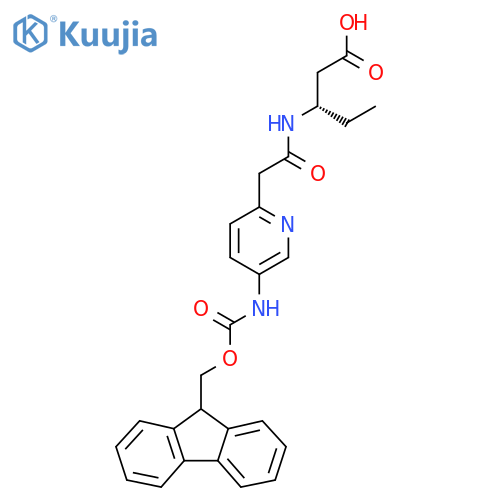 (3S)-3-{2-5-({(9H-fluoren-9-yl)methoxycarbonyl}amino)pyridin-2-ylacetamido}pentanoic acid structure