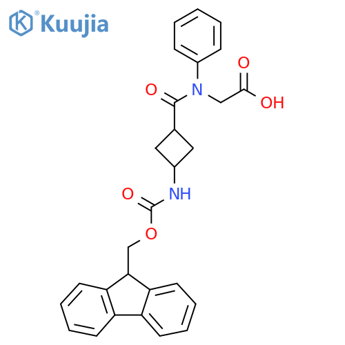 2-{N-phenyl-1-(1r,3r)-3-({(9H-fluoren-9-yl)methoxycarbonyl}amino)cyclobutylformamido}acetic acid structure