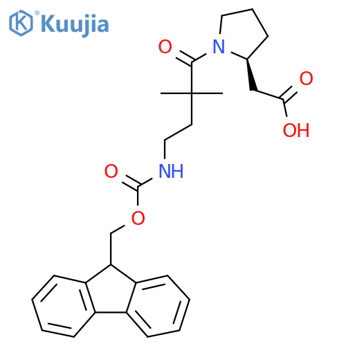 2-(2S)-1-4-({(9H-fluoren-9-yl)methoxycarbonyl}amino)-2,2-dimethylbutanoylpyrrolidin-2-ylacetic acid structure