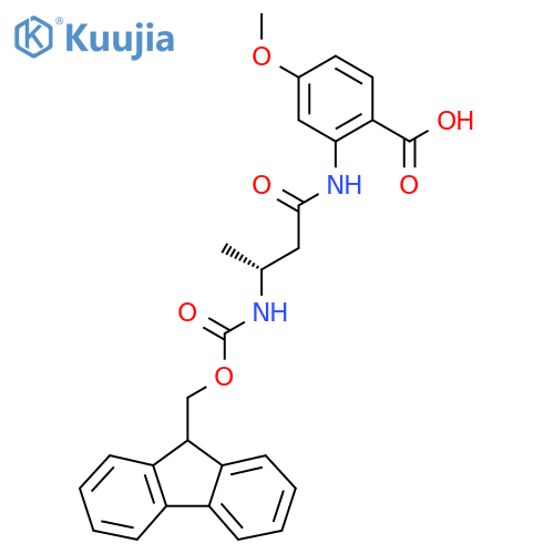 2-(3R)-3-({(9H-fluoren-9-yl)methoxycarbonyl}amino)butanamido-4-methoxybenzoic acid structure