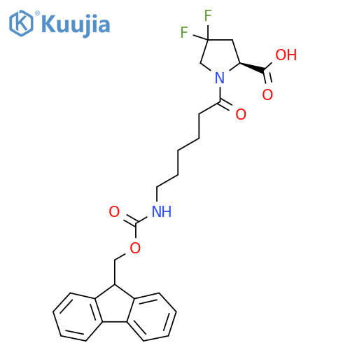 (2S)-1-6-({(9H-fluoren-9-yl)methoxycarbonyl}amino)hexanoyl-4,4-difluoropyrrolidine-2-carboxylic acid structure