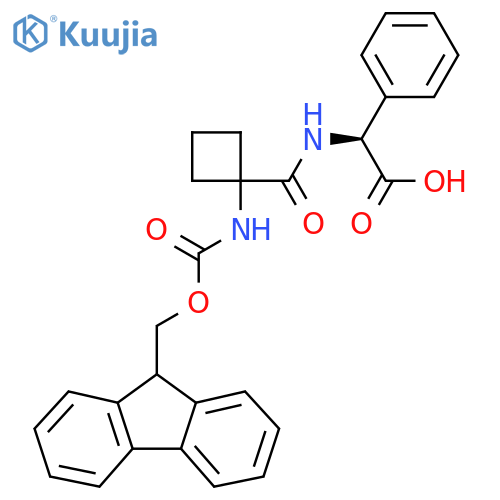 (2S)-2-{1-({(9H-fluoren-9-yl)methoxycarbonyl}amino)cyclobutylformamido}-2-phenylacetic acid structure