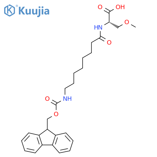 (2S)-2-8-({(9H-fluoren-9-yl)methoxycarbonyl}amino)octanamido-3-methoxypropanoic acid structure