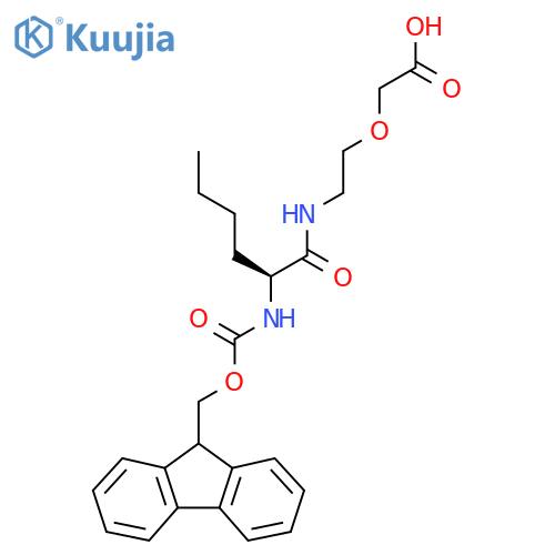 2-{2-(2S)-2-({(9H-fluoren-9-yl)methoxycarbonyl}amino)hexanamidoethoxy}acetic acid structure