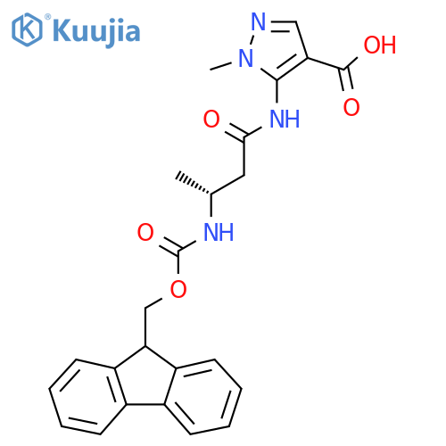 5-(3R)-3-({(9H-fluoren-9-yl)methoxycarbonyl}amino)butanamido-1-methyl-1H-pyrazole-4-carboxylic acid structure