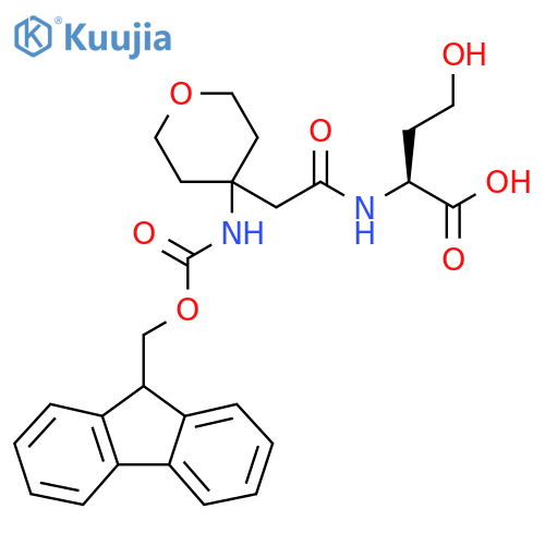 (2S)-2-{2-4-({(9H-fluoren-9-yl)methoxycarbonyl}amino)oxan-4-ylacetamido}-4-hydroxybutanoic acid structure
