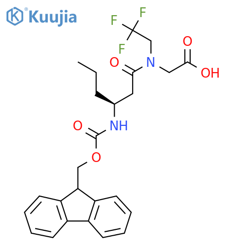2-(3S)-3-({(9H-fluoren-9-yl)methoxycarbonyl}amino)-N-(2,2,2-trifluoroethyl)hexanamidoacetic acid structure