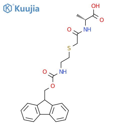 (2R)-2-(2-{2-({(9H-fluoren-9-yl)methoxycarbonyl}amino)ethylsulfanyl}acetamido)propanoic acid structure