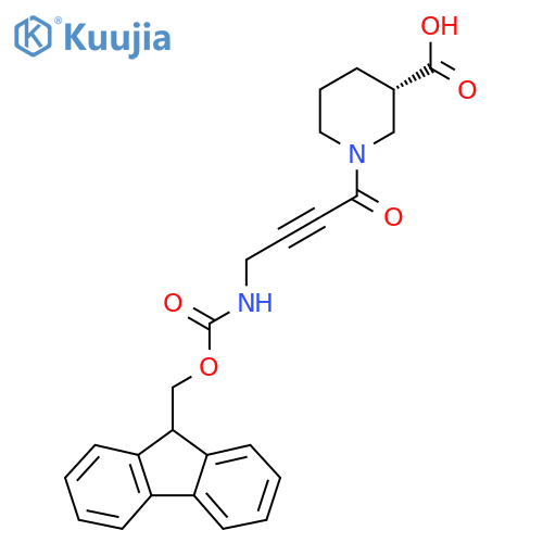 (3S)-1-4-({(9H-fluoren-9-yl)methoxycarbonyl}amino)but-2-ynoylpiperidine-3-carboxylic acid structure
