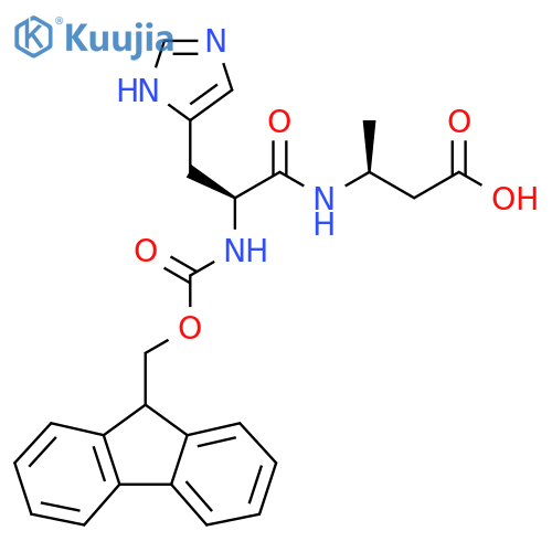 (3S)-3-(2S)-2-({(9H-fluoren-9-yl)methoxycarbonyl}amino)-3-(1H-imidazol-4-yl)propanamidobutanoic acid structure