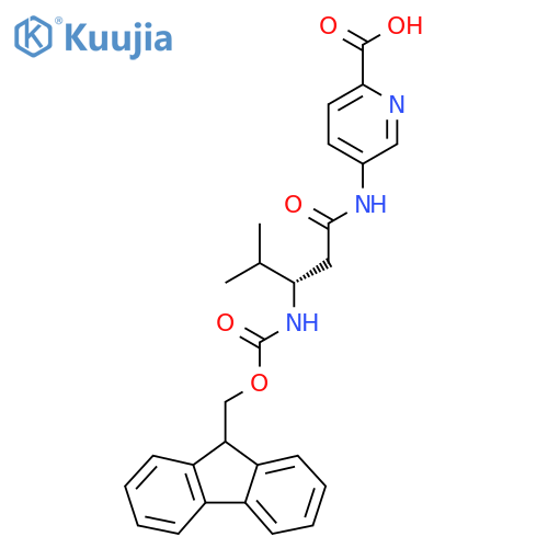 5-(3S)-3-({(9H-fluoren-9-yl)methoxycarbonyl}amino)-4-methylpentanamidopyridine-2-carboxylic acid structure