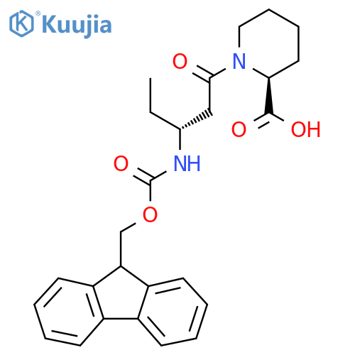 (2S)-1-(3R)-3-({(9H-fluoren-9-yl)methoxycarbonyl}amino)pentanoylpiperidine-2-carboxylic acid structure