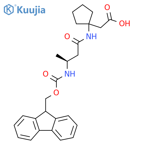 2-{1-(3S)-3-({(9H-fluoren-9-yl)methoxycarbonyl}amino)butanamidocyclopentyl}acetic acid structure