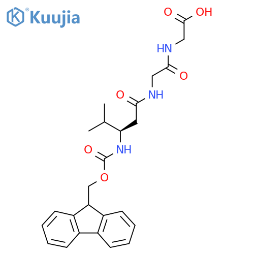 2-{2-(3R)-3-({(9H-fluoren-9-yl)methoxycarbonyl}amino)-4-methylpentanamidoacetamido}acetic acid structure