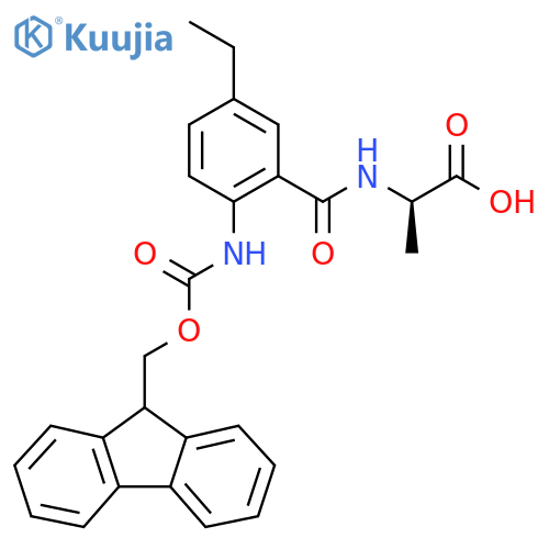 (2R)-2-{5-ethyl-2-({(9H-fluoren-9-yl)methoxycarbonyl}amino)phenylformamido}propanoic acid structure
