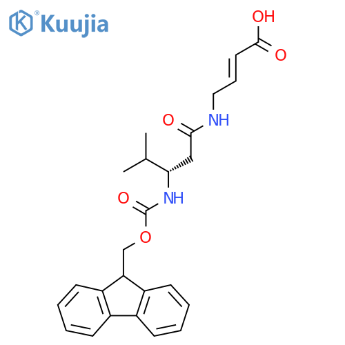 4-(3S)-3-({(9H-fluoren-9-yl)methoxycarbonyl}amino)-4-methylpentanamidobut-2-enoic acid structure