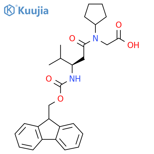 2-(3R)-N-cyclopentyl-3-({(9H-fluoren-9-yl)methoxycarbonyl}amino)-4-methylpentanamidoacetic acid structure