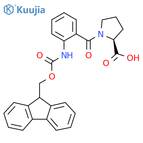 (2S)-1-2-({(9H-fluoren-9-yl)methoxycarbonyl}amino)benzoylpyrrolidine-2-carboxylic acid structure
