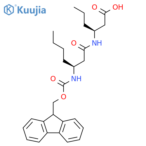 (3S)-3-(3S)-3-({(9H-fluoren-9-yl)methoxycarbonyl}amino)heptanamidohexanoic acid structure