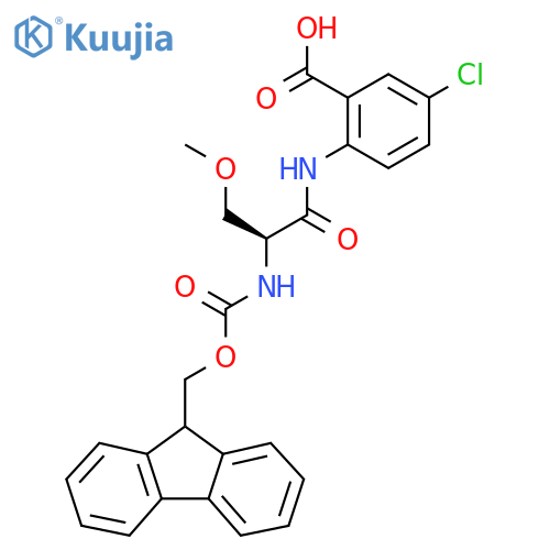 5-chloro-2-(2S)-2-({(9H-fluoren-9-yl)methoxycarbonyl}amino)-3-methoxypropanamidobenzoic acid structure