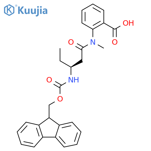 2-(3S)-3-({(9H-fluoren-9-yl)methoxycarbonyl}amino)-N-methylpentanamidobenzoic acid structure