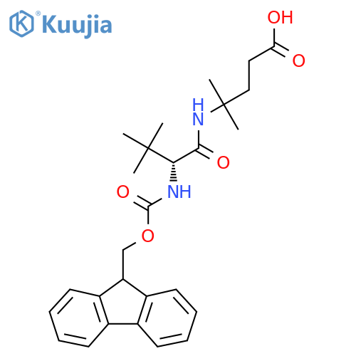 4-(2R)-2-({(9H-fluoren-9-yl)methoxycarbonyl}amino)-3,3-dimethylbutanamido-4-methylpentanoic acid structure