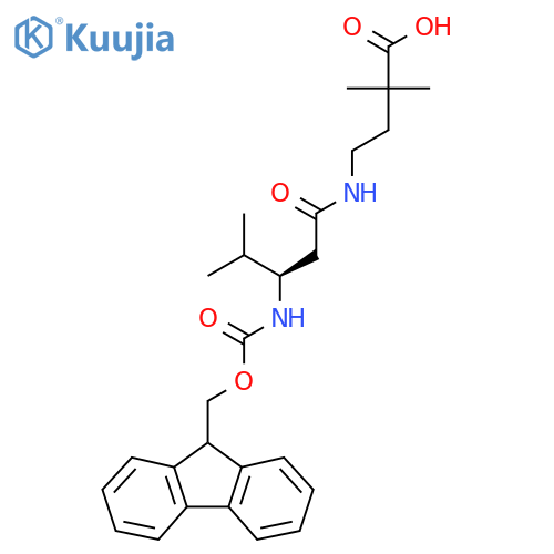4-(3R)-3-({(9H-fluoren-9-yl)methoxycarbonyl}amino)-4-methylpentanamido-2,2-dimethylbutanoic acid structure