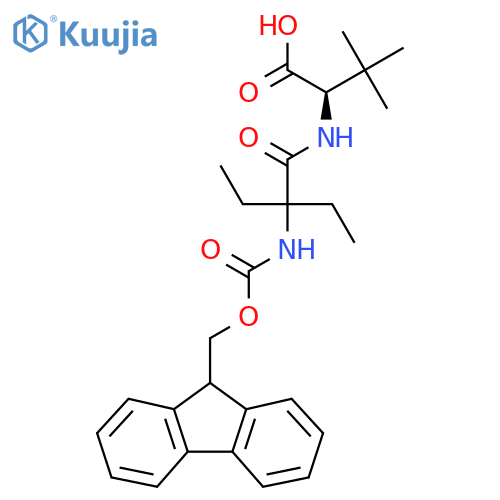 (2R)-2-2-ethyl-2-({(9H-fluoren-9-yl)methoxycarbonyl}amino)butanamido-3,3-dimethylbutanoic acid structure