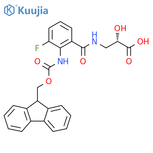 (2S)-3-{2-({(9H-fluoren-9-yl)methoxycarbonyl}amino)-3-fluorophenylformamido}-2-hydroxypropanoic acid structure