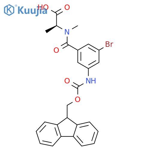 (2S)-2-{1-3-bromo-5-({(9H-fluoren-9-yl)methoxycarbonyl}amino)phenyl-N-methylformamido}propanoic acid structure