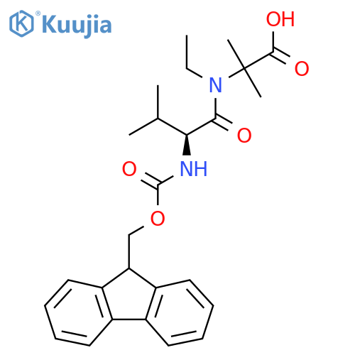 2-(2S)-N-ethyl-2-({(9H-fluoren-9-yl)methoxycarbonyl}amino)-3-methylbutanamido-2-methylpropanoic acid structure