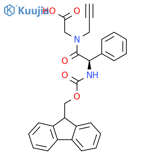 2-(2R)-2-({(9H-fluoren-9-yl)methoxycarbonyl}amino)-2-phenyl-N-(prop-2-yn-1-yl)acetamidoacetic acid structure