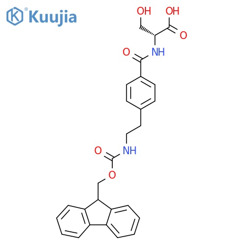 (2R)-2-({4-2-({(9H-fluoren-9-yl)methoxycarbonyl}amino)ethylphenyl}formamido)-3-hydroxypropanoic acid structure