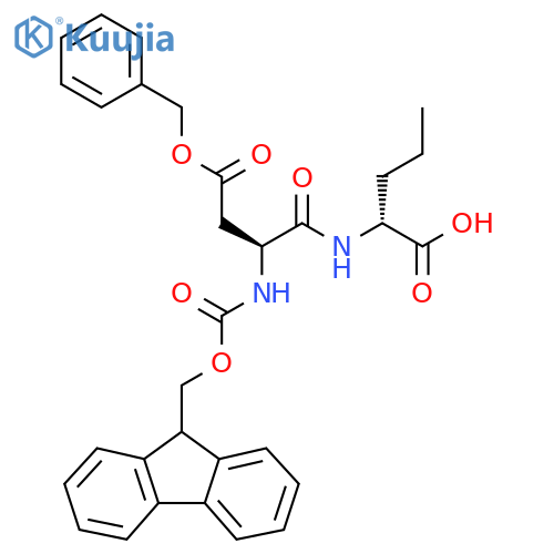 (2R)-2-(2S)-3-(benzyl carboxy)-2-({(9H-fluoren-9-yl)methoxycarbonyl}amino)propanamidopentanoic acid structure