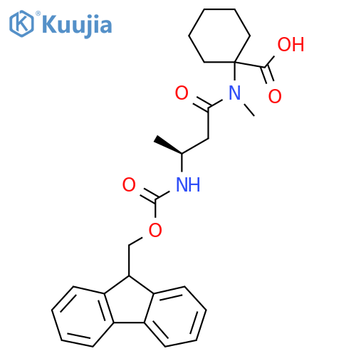 1-(3S)-3-({(9H-fluoren-9-yl)methoxycarbonyl}amino)-N-methylbutanamidocyclohexane-1-carboxylic acid structure