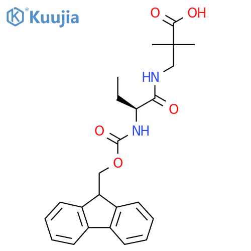 3-(2S)-2-({(9H-fluoren-9-yl)methoxycarbonyl}amino)butanamido-2,2-dimethylpropanoic acid structure